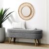 Ottoman Oval Storage Bench,Rubber Wood Legs, Gray (43.5"x16"x16")
