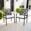 Outdoor Patio K/D Aluminum Stationary Dining Chairs 2PCS with Outdoor-grade Sunbrella Fabric Cushions, Branch-Like Backrest