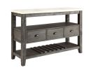 Merel White Marble Top & Gray Oak Finish Server