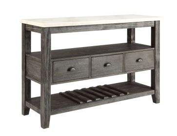 Merel White Marble Top & Gray Oak Finish Server
