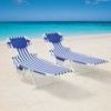 2 Pack, Blue & White Stripe, Folding Backpack Face-Down Beach Fabric Lounger.