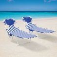 2 Pack, Blue & White Stripe, Folding Backpack Face-Down Beach Fabric Lounger.