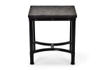 Rustic Square End Table - Aged Butcher Block Style Surface, Dark Iron Legs, Distressed Finish - Blend with Any Décor