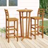 3 Piece Patio Bar Set Solid Wood Acacia
