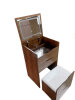 (Walnut) 3 in 1 Vanity Desk with Plip Top Mirror,Small Make Up Vanity Set with Visible Glass Desktop,Compact Makeup Vanity with 3 Drawers