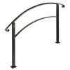 VEVOR Handrails for Outdoor Steps, Fit 1 or 3 Steps Outdoor Stair Railing, Black Wrought Iron Handrail, Flexible Front Porch Hand Rail