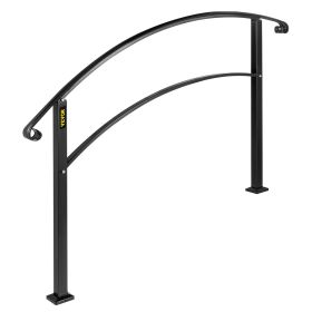 VEVOR Handrails for Outdoor Steps, Fit 1 or 3 Steps Outdoor Stair Railing, Black Wrought Iron Handrail, Flexible Front Porch Hand Rail