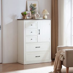 Farmhouse 5 Drawer Dresser for Bedroom, Tall Chest of Drawers, Chest of Drawers Organizer Storage,Wood Rustic Bedroom Dresser for Closet, Living Room
