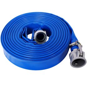 1.5" ID × 100 ft Pool Backwash Hose, Heavy Duty Reinforced Blue PVC Lay Flat Water Discharge Pump Hoses For Swimming Drain Pools and Clean Filters