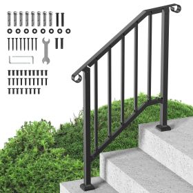 VEVOR 2-3 Step Handrails for Outdoor for Seniors Porch Deck Black Retro Arch