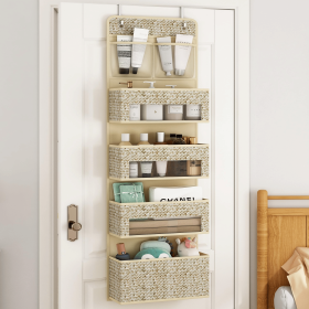 2 Pack 5-Shelf Over The Door Hanging Organizer, 4 Big Pocket Storage with Clear Plastic Pockets, Large Capacity Door Organizer for Closet, Bathroom