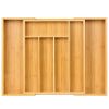 Expandable Bamboo Kitchen Drawer Organizer – Adjustable Cutlery Tray for Utensils, Silverware