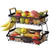 2 Tier Fruit Basket Bowl Farmhouse with Side Hooks for Kitchen Countertop