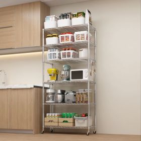 Heavy Duty Storage Shelves 78.74" H Wire Shelving Unit with Wheels 1200LBS NSF Metal Shelves for Storage Adjustable Garage Storage Rack Pantry Shelf C