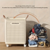 "Spacious" Collapsible Medium-Large Ceramic White Laundry Basket with No Lid - Faux Leather, Hand Wash, Solid Color