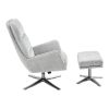 Comfortable Swivel Accent Chair with Ottoman Gray Chenille Upholstery Silver Finish Metal Base Stylish Furniture 1pc
