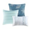 6 Piece Printed Quilt Set with Throw Pillows Aqua Full/Queen