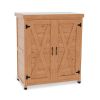 Potting Bench with Storage Cabinet and Metal Table Top for Outdoor Patio,Outdoor Work Station Table