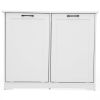 13 Gallon Kitchen Trash Can, Laundry Hamper Cabinet with Handles and Deodorizer Device, White