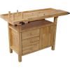 Wood Workbench - Wooden Workbench for Garage Workshop and Home, with Rapid Action Woodworking Vise 10.5 Inch Jaw Width Made with Heavy-Duty Cast Iron