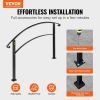 VEVOR Handrails for Outdoor Steps, Fit 1 or 3 Steps Outdoor Stair Railing, Black Wrought Iron Handrail, Flexible Front Porch Hand Rail