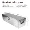 39 Inch Aluminum Truck Tool long Box, Gas Strut, Truck Bed Tool Box with Side Handle ,Lock and 2 Keys, Tool Storage Box for Truck,Trailer