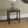 Rustic Square End Table - Aged Butcher Block Style Surface, Dark Iron Legs, Distressed Finish - Blend with Any Décor