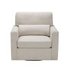1pc Swivel Chair Plush Cushioned Seat Beige Boucle Upholstery Ergonomic Design Solid Wood Modern Home Furniture
