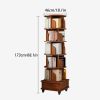 Rotating Bookshelf, 360 Display Corner Bookshelf for Small Space, 6 Tier Bookcase Storage Rack with Wheels, Wood Narrow Organizer for Bedroom