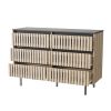 Fluted,Bedroom Storage Cabinet,Six drawer storage,Large Capacity,Modern Minimalist Drawer Cabinet,Two-tone Design