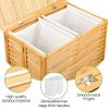 Bamboo Laundry Hamper with Lid – Foldable Clothes Basket with 2-Section Removable Liner Bag, Space-Saving Laundry Sorter for Bathroom, Bedroom