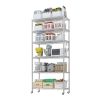 Heavy Duty Storage Shelves 78.74" H Wire Shelving Unit with Wheels 1200LBS NSF Metal Shelves for Storage Adjustable Garage Storage Rack Pantry Shelf C