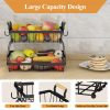 2 Tier Fruit Basket Bowl Farmhouse with Side Hooks for Kitchen Countertop