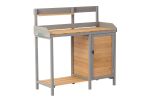 Outdoor Potting Bench, Wooden Workstation Table with Cabinet for Backyard Garden Supplies