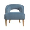 Luxury Home Unique Style Accent Chair Blue Velvet Plush Seat Solid Wood Legs Contemporary Living Room Furniture 1pc