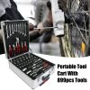899pcs Home Repair Tool Set Kit, Toolbox Storage Case with 4 Drawers, General Household Tool Kit with Rolling Tool Box, Tool Set Kit for Maintenance