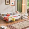 Wood Twin XL over Queen Bunk Bed with Ladder, White(Old SKU:GX000446AAK)