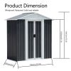 5X3 Feet Dark Grey Outdoor Storage Shed With Aluminum Alloy Frame (old SKU W2794P195736)