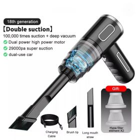 Cordless Hand-Held Vacuum Cleaner Mini Portable Car Auto Home Wireless Handheld Vacuum Cordless, Portable Car Vacuum Cleaner With Powerful Suctio (Color: Black)