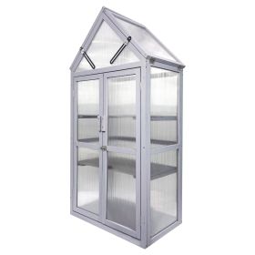 Mini Greenhouse Kit - Outdoor Small Green House, Wood, Plant Stand For Indoor Garden & Patio Balcony (Option: Gray)