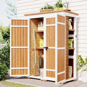 Video Provided TOPMAX Outdoor 5.5ft Hx4.1ft L Wood Storage Shed, Garden Tool Cabinet With Waterpro (Option: Natural)