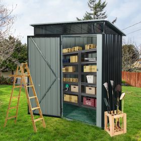 TC53BL 5ft X 3ft Outdoor Metal Storage Shed Transparent Plate Black (Color: Black)