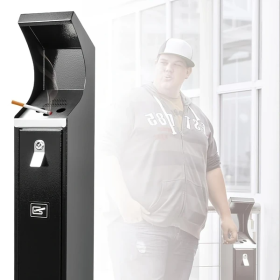 Standing Cigarette Butt Receptacle For Outside, Outdoor Cigarette Butt Disposal, Ashtray For Outside Patioto, Avoid Discarding Cigarette Butts, B (Color: Black)