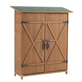 56L X 19.5W X 64H Outdoor Storage Shed With Lockable Door, Wooden Tool Storage Shed W Detachable (Option: Yellow Brown)