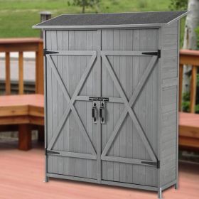 56Lx19.5Wx64H Outdoor Storage Shed W  Lockable Door   Detachable Tool Storage (Option: Aqua Grey)