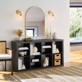 8-Cube Organizer with 4 H-Shelf Inserts (Color: Tobacco Oak)