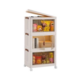 3Pcs Foldable Storage Bins with Lid Front Magnetic Door Collapsible Stackable Closet Organizer Containers with 4Pcs 360° Rotatable Wheels 8Pcs Small W (size: S 16.14x9.45x9.84in)
