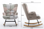 Modern Patchwork Accent Chair with Solid Wood Armrest and Feet, Kids Rocking Chair Nursery,Comfy Wingback Baby Rocker Glider Chair for Nursery