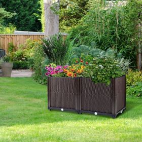 Raised Garden Bed Plant Growth Box with Self-watering System for Garden Patio Balcony Elevated Planter Box for Flowers Vegetables Herbs (size: L)