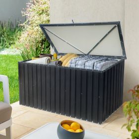 Metal Storage Box Store Large Out Door Use (Color: Black)